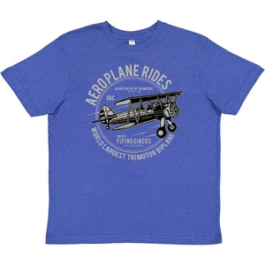 Inktastic Vintage Aeroplane Rides Youth T-Shirt Airplane Classic Plane Flying - Picture 1 of 3