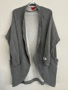 Nike Open French Terry Cardigan Shawl Small Grey Sweater Athleisure Cozy Gray - Picture 1 of 4