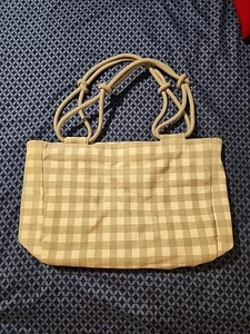 Handtasche Beuteltasche Handtasche Bauernhaus grau, weiß kariert/kariert - Bild 1 von 4