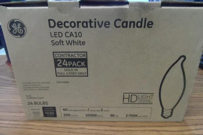 24-Pack GE Decorative Candle LED CA10-Soft White 2,700k-500 Lumens 5W-60W Equiv - Image 1 of 4
