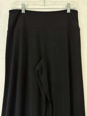 Женщины с контролем брюки маленький черный тянуть на широкие ноги трикотажа отношения - Изображение 1 из 4