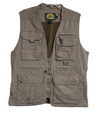 Cabela’s Equipo Exterior Pesca Caza Chaleco Ventilado Cremallera Completa Caqui Talla Grande Reg Foto 1 de 4