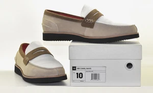 B5 Auth MARC NOLAN Abe Camel/White Suede Penny Loafers Shoes Size 10 D $145 - Picture 1 of 7