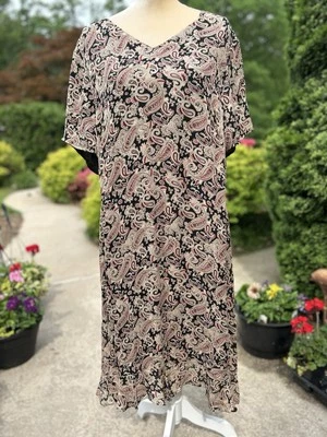 Charter Club Woman 100% Silk Paisley Pattern Midi Lined Ruffle Size 16W Back Zip - Image 1 of 4