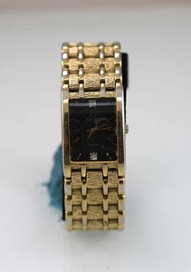 Elgin Diamant Uhr Herren Edelstahl Gold Water Resist Batterie Schwarz Quarz - Bild 1 von 6