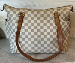 Louis Vuitton LV Totally MM Bolso de Mano Damier Azul Lona Cartera Bolso Correa Dañado EE. UU. - Imagen 1 de 24