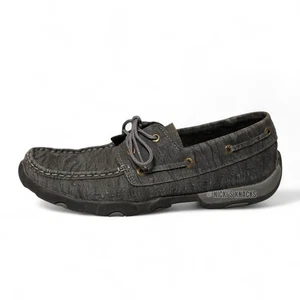 Twisted X Womens Charcoal Distressed Leather Driving Moccasins Slip On Size 8.5 - Picture 1 of 10