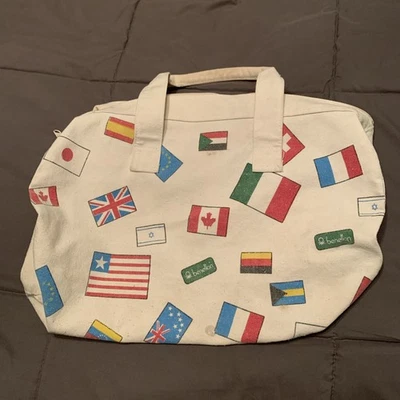 Vintage UNITED COLORS OF BENETTON Canvas Duffel Bag Luggage  18”x 14” - Image 1 of 4