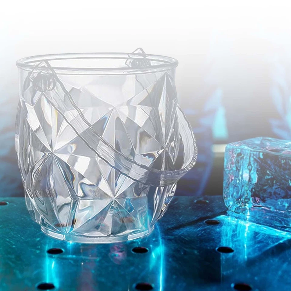 Cubo de hielo acrílico portátil con mango para restaurante fiestas botella de vino Foto 1 de 1