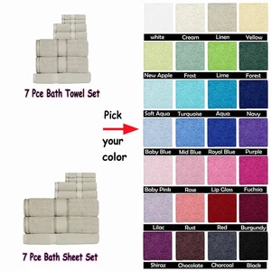 550gsm Cotton 7 Pce Towel Set & 7 Pce Bath Sheet Set by Kingtex - Picture 1 of 57