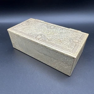Scatola con cerniera in metallo rivestita in legno MCM vintage - bigiotteria, gioielli, tabacco - Foto 1 di 9