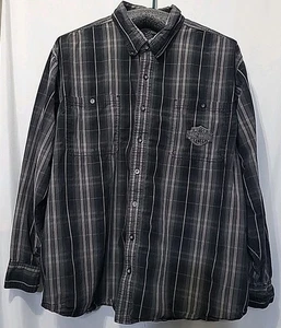 Harley Davidson camicia abbottonata uomo a quadri manica lunga taglia 4XL ricamata - Foto 1 di 7