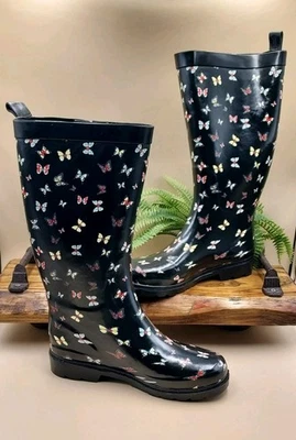 🌧️ Botas de lluvia Capelli New York con estampado de mariposas - para mujer talla 7 EE. UU. / 5 REINO UNIDO / 38  Foto 1 de 4