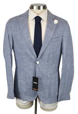 Hugo Boss Sport Coat 40 R Mens Light Blue Wool Cotton Hanry Slim Fit Blazer New - Image 1 of 4