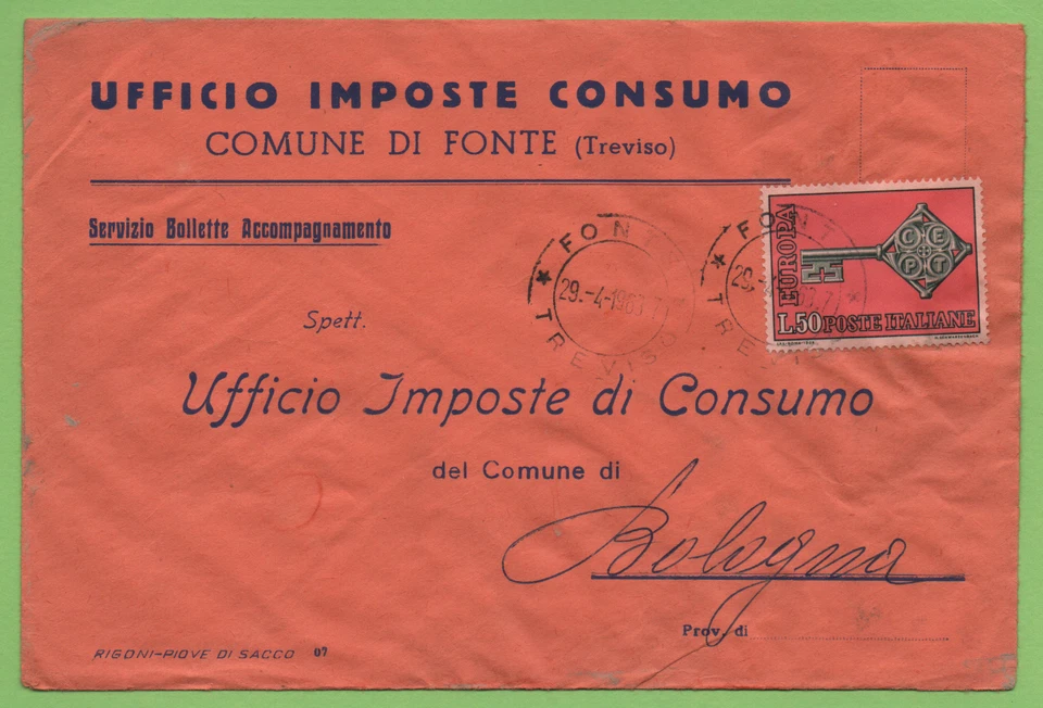 BUSTA STORIA POSTALE LOCALE COMUNE DI FONTE N°122 PROV. TREVISO - Immagine 1 di 1