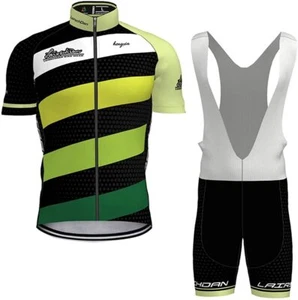 Men Classic Cycling Jersey Gel Padded Bib Shorts Combo set Green/UK Small - Picture 1 of 10