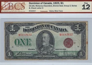 1923  DOC DC-25i, $1  SN# B5182637, Bronze Seal, BCS  FINE 12  Comments - Picture 1 of 2