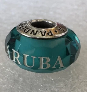 Pandora Aruba Exclusive Fascinating Teal Murano Glass Charm Bead - Picture 1 of 9