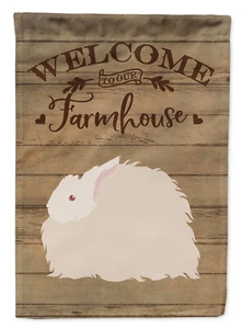 Fluffy Angora Rabbit Welcome Flag Garden Size CK6903GF - Imagen 1 de 3
