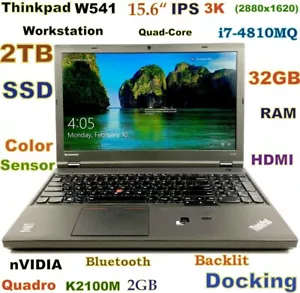 Workstation Thinkpad W541 i7-QUAD 2TB SSD 32GB 15.6 3K IPS Quadro K2100M + Dock - Picture 1 of 14