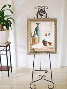 French Style Scroll Easel Frame Sign Menu Display Wedding Cast Iron Motif BL003 - Picture 1 of 8