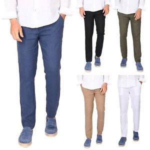 Pantaloni Uomo in Lino Estivi Elegante Pantalone Capri Comodo Casual Leggero - Imagen 1 de 43