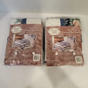 Vintage Home Baumwolle Patchwork Handarbeit Quilt Shams Standardgröße Blumenmuster NEU - Bild 1 von 5