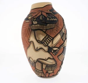 Pictorial Clay Pot By Hopi Artists Marty & Elvira Naha - Picture 1 of 2