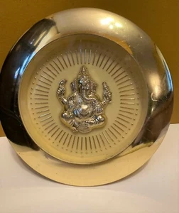 Hinduism Lord Ganesh Statue in Wall Mounted Silver tone Display Box 7"W - Picture 1 of 6
