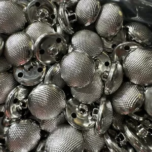 Brite silberne Kuppelform Metallknopf mit graviertem Muster 15,18,20,23,25 mm Schaft - Bild 1 von 9