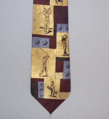 Prendas para el cuello Eagle GOLF SWINGS seda 60" marrón borgoña gris corbata #290 Foto 1 de 2