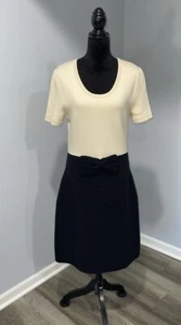 Kate Spade New York wool short sleeve dress beige and black bow on waste Large - Picture 1 of 15
