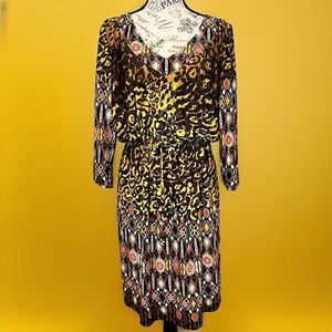 NWOT Women's MUSE Animal Print Lined dress Sz 10 msrp $138.00  Tie Waist Boho - Picture 1 of 24