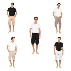 Skylinewears Herren klassische Passform flache Vorderseite 100 % Baumwolle Köper Cargoshorts - Bild 1 von 32