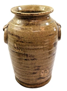 Antique Brown Ceramic Vase 10.25 - Picture 1 of 8
