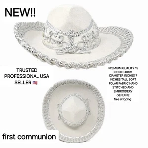 children mexican mariachi charro white hat  First Communion silver - Picture 1 of 8