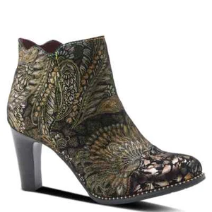 Botines florales de cuero ahumado L'Artiste by Spring Step para mujer -- Bronce NUEVO - Imagen 1 de 7