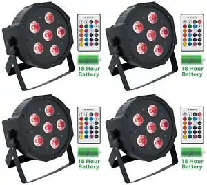 (4) Rockville BATTERY PAR 61 Rechargeable RGBWA+UV DMX DJ Wash Lights+Remotes - Picture 1 of 12