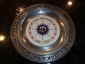 VINTAGE PEWTER PLATE - N. S. D. F. P. A - 75TH ANNIVERSARY COMMEMORATIVE PLATE- - Picture 1 of 7