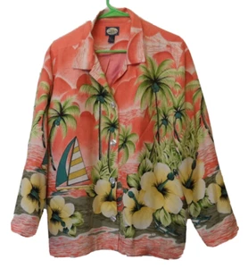 Tommy Bahama Damen Seidenjacke Pfirsich Blumen Größe M - Bild 1 von 4