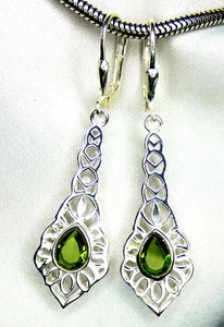 Peridot Ohrhänger 925 Silber Klappbrisur zauberhaftes langes Design modisch NEU* - Bild 1 von 11