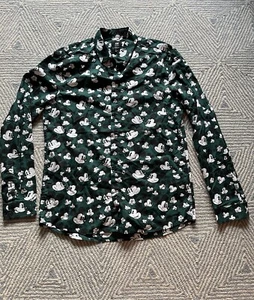 H&M/Disney Mickey Mouse Face Button Shirt - Medium - Dark Green - Picture 1 of 4
