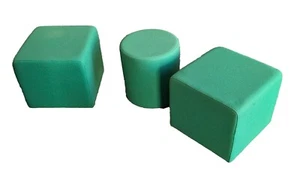 3 Piece Waiting Area Visitor Reception Room Stools in Green Fabric 47cm tall - Picture 1 of 13