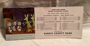 Blotter de tinta Out of This World 1963 1964 con calendario deportivo Jasper Indiana - Imagen 1 de 2