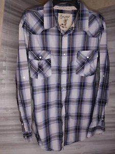 Camisa vintage costera para hombre XXL a cuadros larga slv perlas a presión occidental con botones. Usado en excelente estado - Imagen 1 de 12