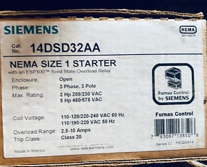 SIEMENS 14DSD32AA GRÖSSE 1 SCHWERLAST STARTER 3POLIG 3PH 110/240V NEU IM KARTON BEREIT - Bild 1 von 1