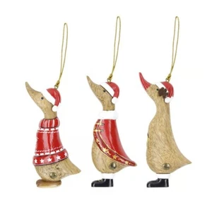 DCUK Christmas Handcrafted Wooden Duck Hanging Tree Decorations In Three Designs - Picture 1 of 4
