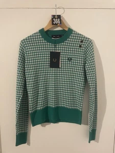 Fred Perry Amy Winehouse Gingham Jumper Green And White Size 6 Brand New W Tags - Picture 1 of 19