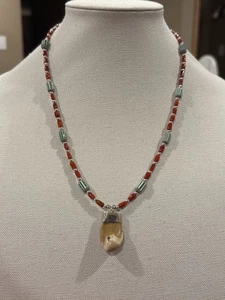 Authentische indianische Wyoming Stier Elchzahn Pfeifer Halskette 22" Sterling - Bild 1 von 4