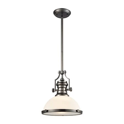 ELK LIGHTING 67204-1 Chadwick Colgante 1 Luz en Níquel Negro con Vidrio Blanco Foto 1 de 4